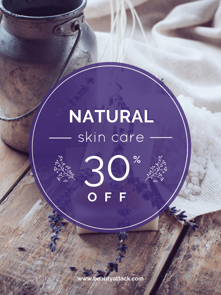 Natural Skincare Products Sale Offer with Discount Poster US Πρότυπο σχεδίασης