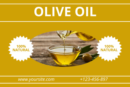 Plantilla de diseño de Oferta de aceite de oliva natural en amarillo Label 