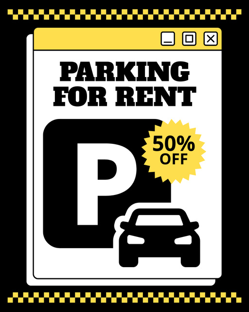 Designvorlage Advertising Parking for Rent für Instagram Post Vertical
