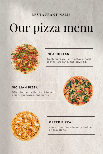 Plantilla de diseño de Different Types of Pizza Pinterest 