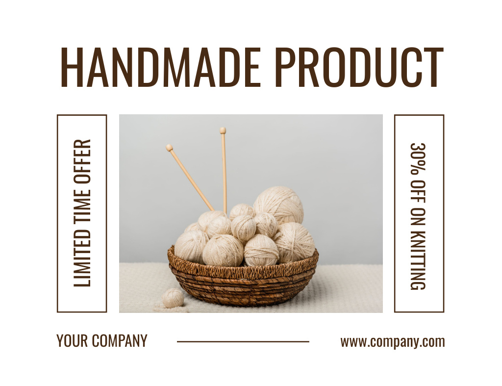 Offer of Discounts on Handmade Knitwear Thank You Card 5.5x4in Horizontal – шаблон для дизайна