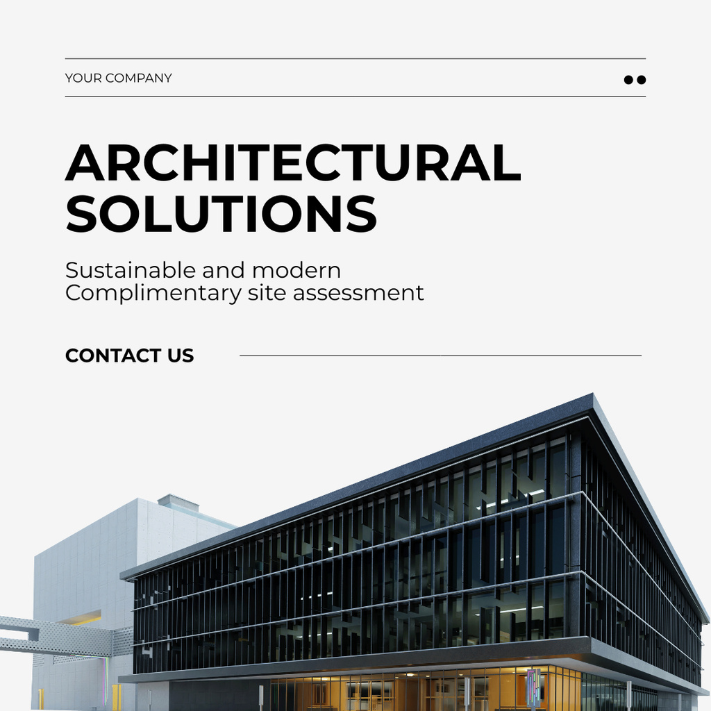 Architectural Solutions Ad with Modern Urban City Building Instagram Design Template