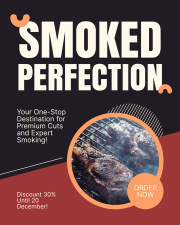 Τέλειο καπνιστό κρέας Instagram Post Vertical Πρότυπο σχεδίασης