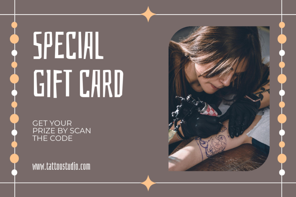 Special Prize From Tattoo Studio Offer Gift Certificate Design Template