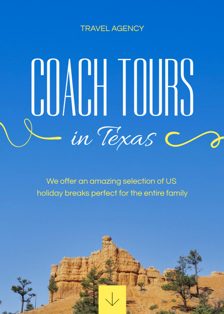 Coach Tours Offer with Trees on Hill Flayer Design Template