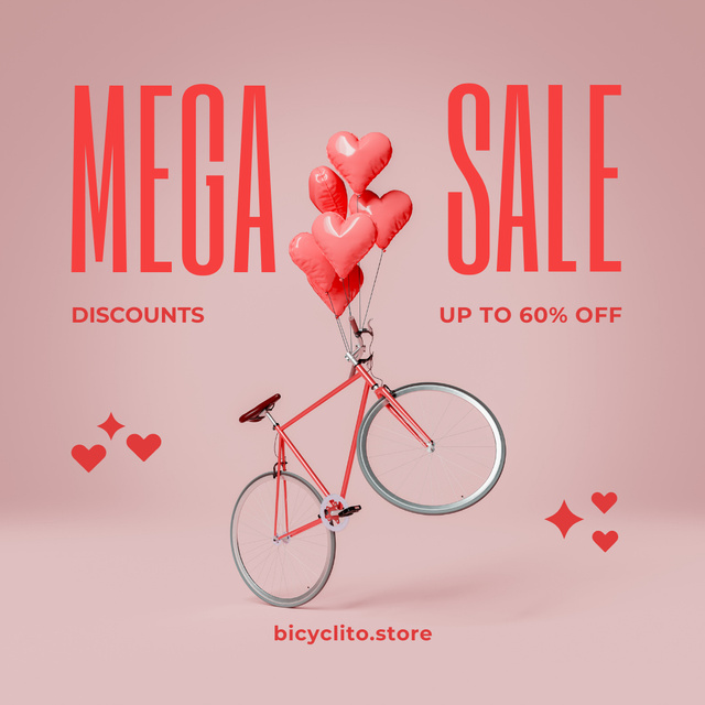 Ontwerpsjabloon van Instagram van Valentine's Day Holiday Sale with Bike