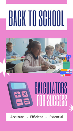 Template di design Offerta di calcolatrici scolastiche efficienti in rosa Instagram Video Story
