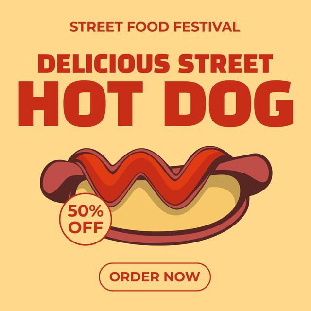 Delicious Street Hot Dog Ad Instagram Design Template