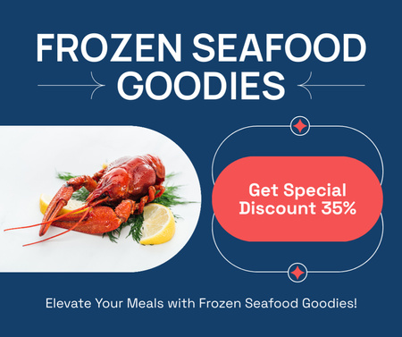 Offer of Frozen Seafood from Fish Market Facebook Design Template