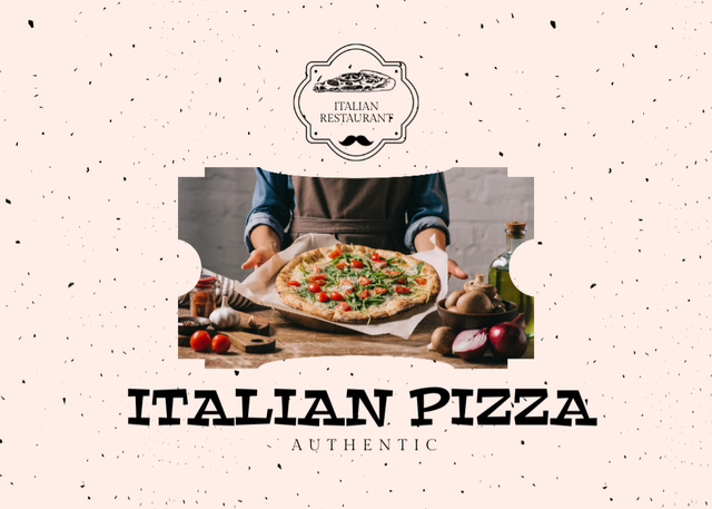 Ontwerpsjabloon van Flyer 5x7in Horizontal van Delicious Authentic Italian Pizza Offer