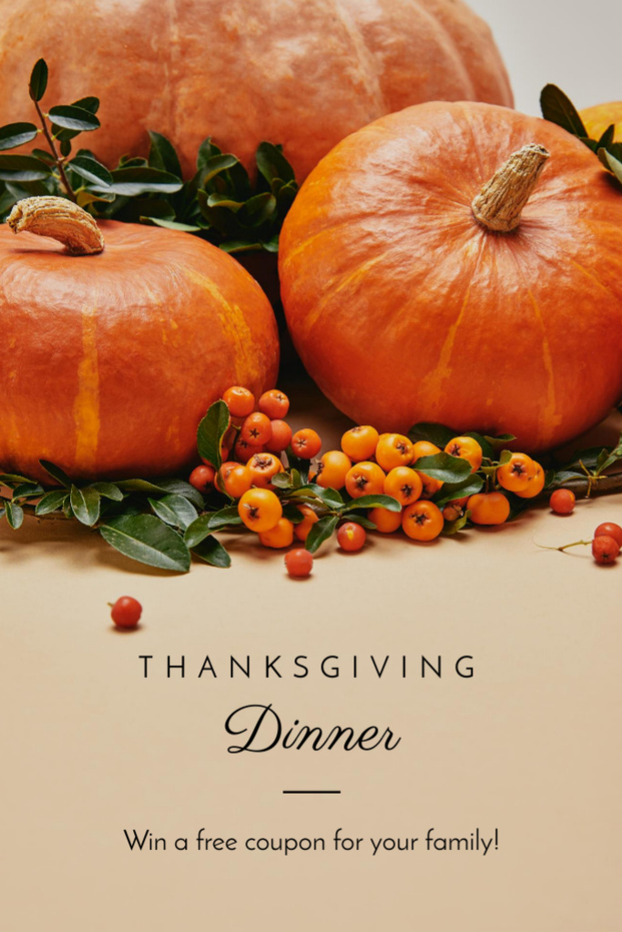 Thanksgiving Dinner Invitation with Pumpkins and Berries Flyer 4x6in – шаблон для дизайну