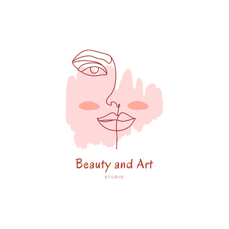 Beautiful Female Portrait on Pink Logo 1080x1080pxデザインテンプレート