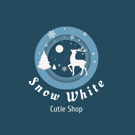 Sněhově bílé logo cutie shopu Logo Šablona návrhu