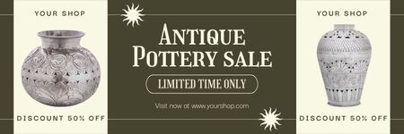 Ontwerpsjabloon van Twitter van Tijdelijke verkoop van antiek aardewerk