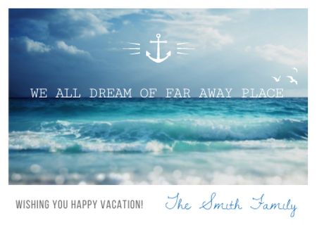 Motivational quote with Ocean Landscape Postcard Modelo de Design
