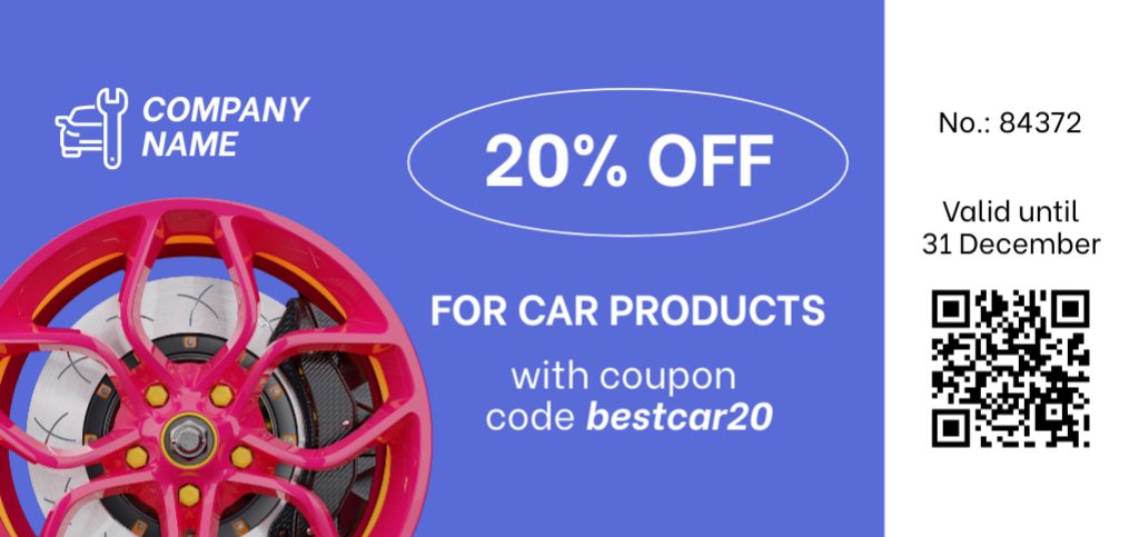 Discount Voucher for Car Products on Purple Coupon Din Large Design Template