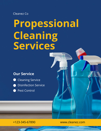 Highly Professional Cleaning Services Offer In Blue Flyer 8.5x11in Design Template