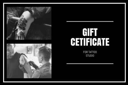 Template di design Bellissimi tatuaggi come regali in offerta Studio Gift Certificate
