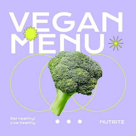 Vegan Menu with Broccoli Instagram AD Design Template