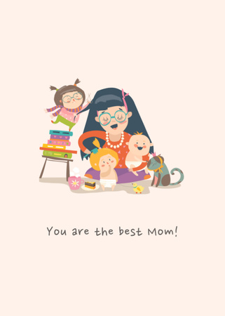 Mother's Day Holiday Greeting Postcard 5x7in Vertical Šablona návrhu