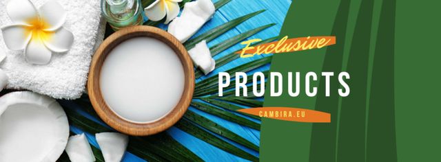 Plantilla de diseño de Natural Products Offer with green leaves and Flower Facebook cover 