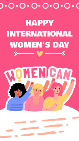 Naiset nostavat kädet kansainvälisenä naistenpäivänä Instagram Story Design Template