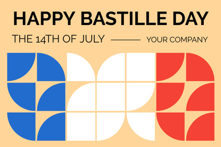 Bastille Day Announcement Beige Postcard 4x6in Design Template