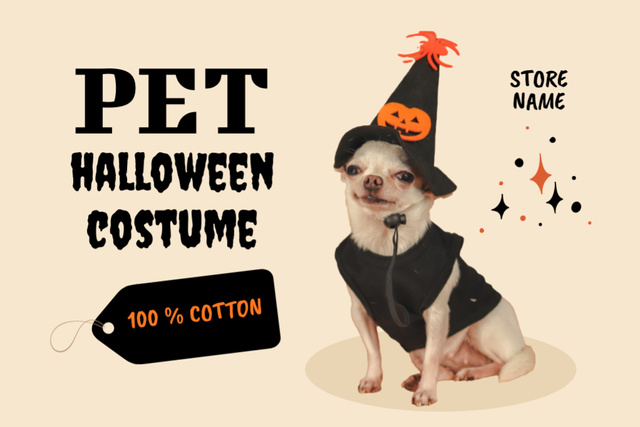 Pet Halloween Costume Offer Label Tasarım Şablonu