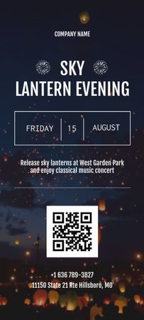 Sky Lantern Evening Announcement Invitation 9.5x21cm Design Template
