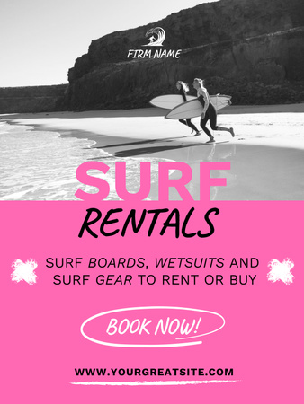 Surf Rentals Ad Poster 36x48in tervezősablon