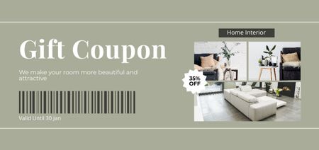 Platilla de diseño Beautiful Home Interior Items with Discount in Grey Coupon Din Large