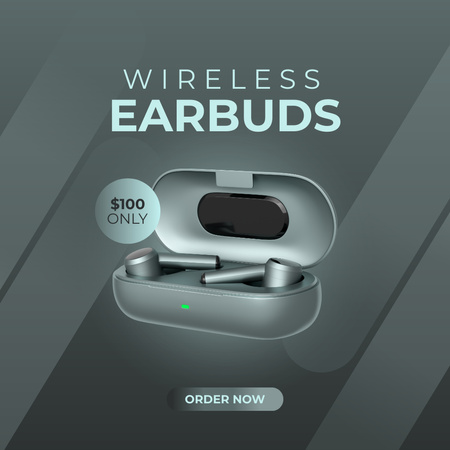 Szablon projektu Modern Wireless Earbuds Sale Instagram AD