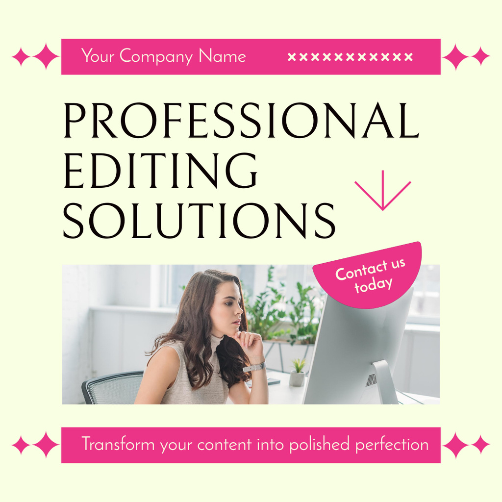 Professional Editing Solutions Service Offer Instagram Šablona návrhu