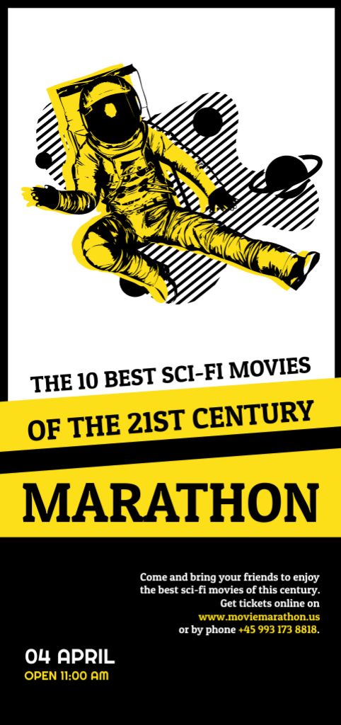 Plantilla de diseño de Space Movies Guide with Hand Drawn Astronaut in Space Flyer DIN Large 