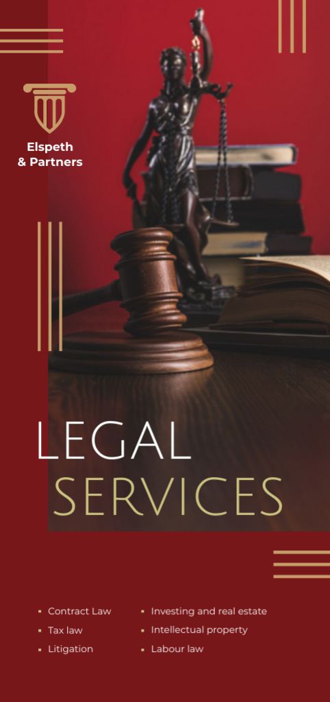 Designvorlage Legal Services Ad with Themis Statuette für Flyer DIN Large