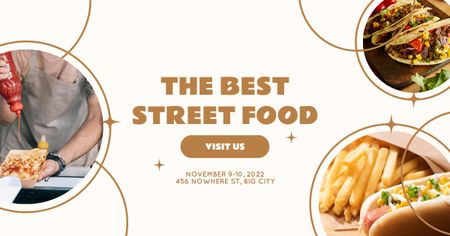 Modèle de visuel Meilleure cuisine de rue avec tacos et frites - Facebook AD