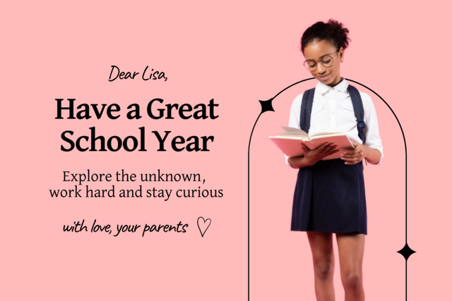 Back to School with Girl with Book Postcard 4x6in Modelo de Design