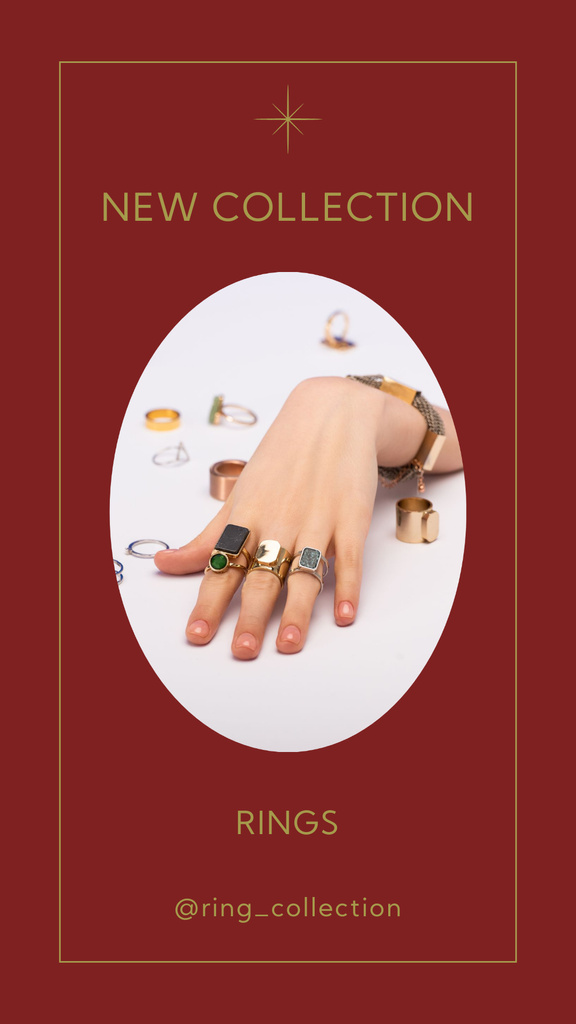 Ontwerpsjabloon van Instagram Story van Jewelry Collection Announcement with Rings on Hand