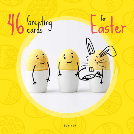 Greeting Cards Offer with cute Easter Eggs Animated Post Design Template