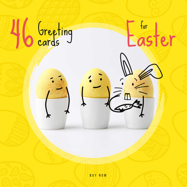 Modèle de visuel Greeting Cards Offer with cute Easter Eggs - Animated Post