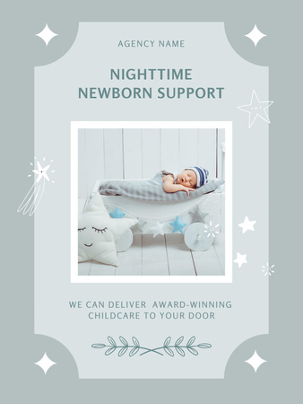 Night Care Services Offer for Newborns Poster US Design Template