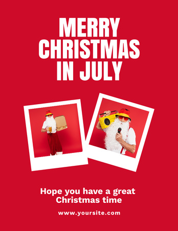 Funny Photos of Santa for Christmas in July Flyer 8.5x11in Design Template