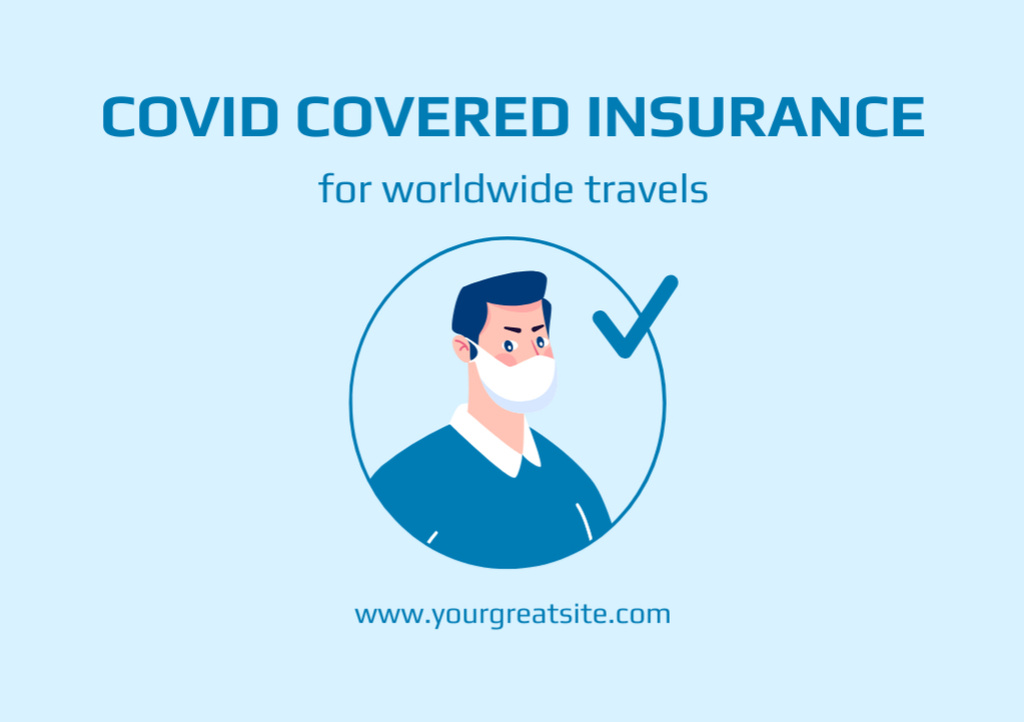 Сovid Insurance Offer with Doctor Flyer A5 Horizontal – шаблон для дизайну