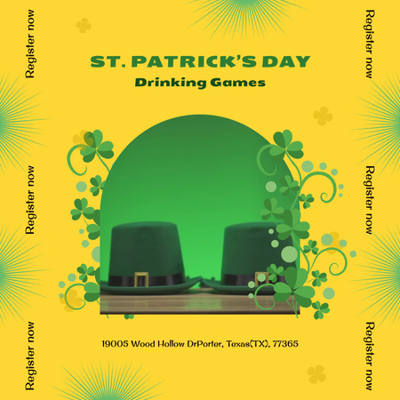 Beer In Glasses For Drinking Games On Patrick's Day Animated Post Design Template