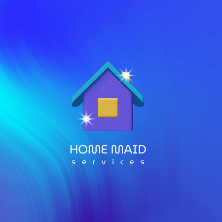 Home Maid Service Offer With Cute House Animated Logoデザインテンプレート