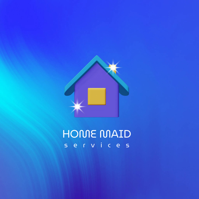 Plantilla de diseño de Home Maid Service Offer With Cute House Animated Logo 