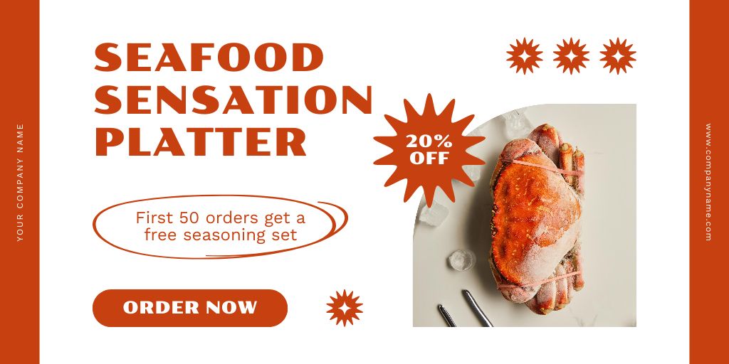 Offer of Seafood Platter Twitter Modelo de Design