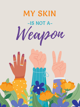 Hands of Multiracial People Against Racism Poster US Design Template