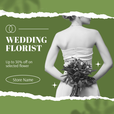 Discount on Selected Flowers for Wedding Bouquets Instagram tervezősablon