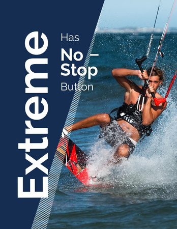 Plantilla de diseño de Extreme Inspiration Man Riding Kite Board Flyer 8.5x11in 
